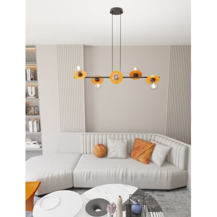 Κρεμαστό φωτιστικό οροφής TOKEN 6xE27/15W/230V πορτοκαλί