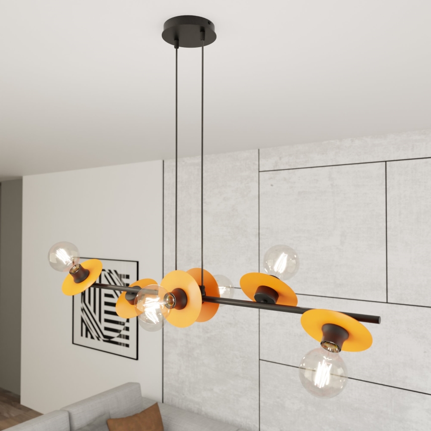 Κρεμαστό φωτιστικό οροφής TOKEN 6xE27/15W/230V πορτοκαλί