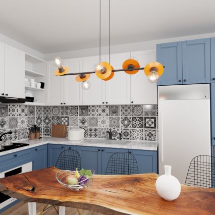 Κρεμαστό φωτιστικό οροφής TOKEN 6xE27/15W/230V πορτοκαλί