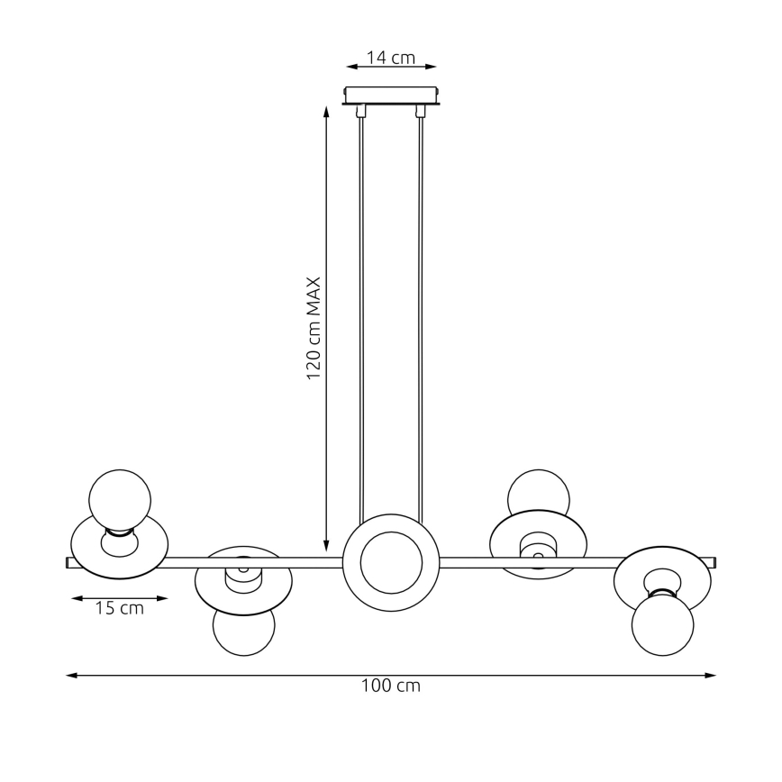 Κρεμαστό φωτιστικό οροφής TOKEN 6xE27/15W/230V πορτοκαλί