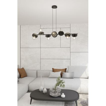 Κρεμαστό φωτιστικό οροφής TOKEN 8xE27/15W/230V μαύρο