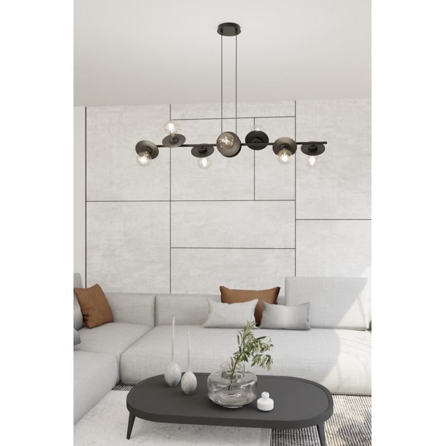 Κρεμαστό φωτιστικό οροφής TOKEN 8xE27/15W/230V μαύρο