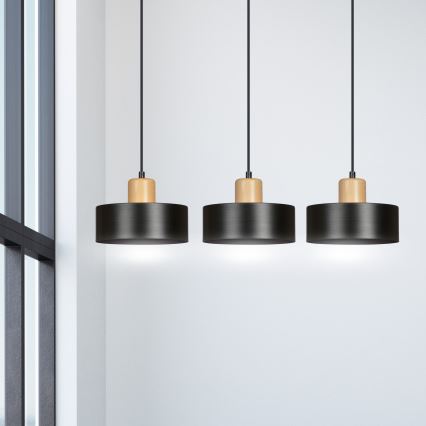 Κρεμαστό φωτιστικό οροφής TORIN 3xE27/15W/230V μαύρο
