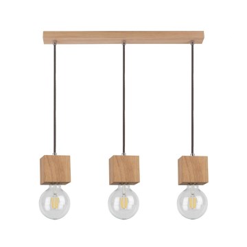 Κρεμαστό φωτιστικό οροφής TRONGO ROUND 3xE27/60W/230V δρυς