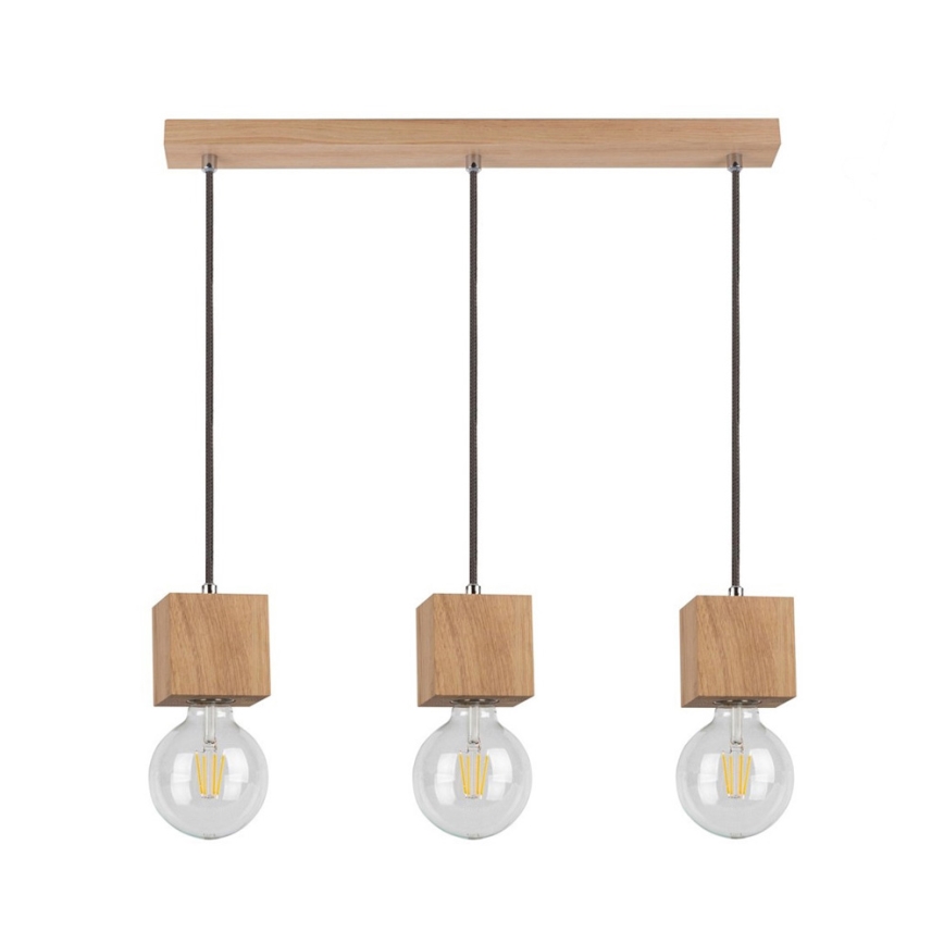 Κρεμαστό φωτιστικό οροφής TRONGO ROUND 3xE27/60W/230V δρυς