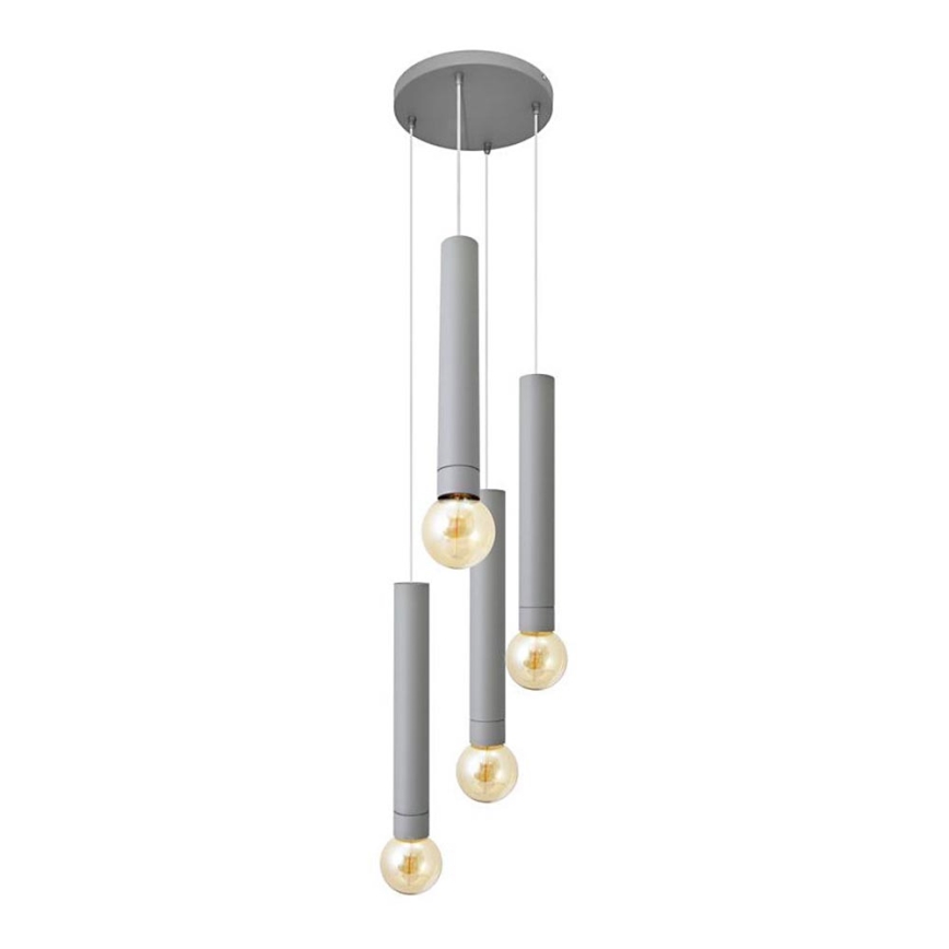Κρεμαστό φωτιστικό οροφής TUBA 4xE27/15W/230V γκρι