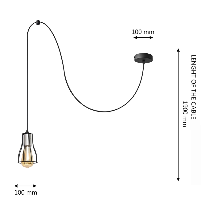 Κρεμαστό φωτιστικό οροφής TUBE 1xE27/15W/230V μαύρο/γυαλιστερό χρώμιο