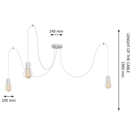 Κρεμαστό φωτιστικό οροφής TUBE 3xE27/15W/230V spider λευκό