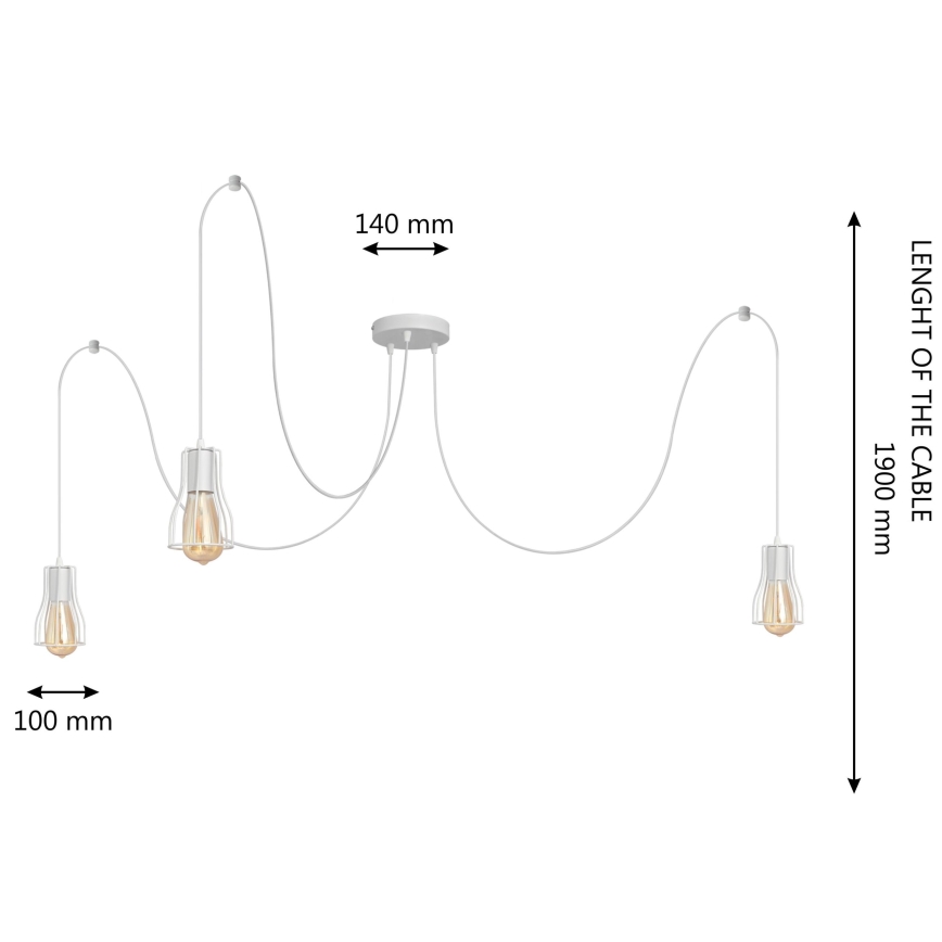 Κρεμαστό φωτιστικό οροφής TUBE 3xE27/15W/230V spider λευκό