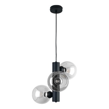 Κρεμαστό φωτιστικό οροφής TUBE 3xE27/60W/230V μαύρο/διαφανή