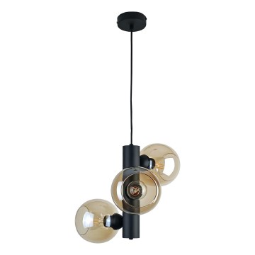 Κρεμαστό φωτιστικό οροφής TUBE 3xE27/60W/230V μαύρο/φιμέ μπεζ
