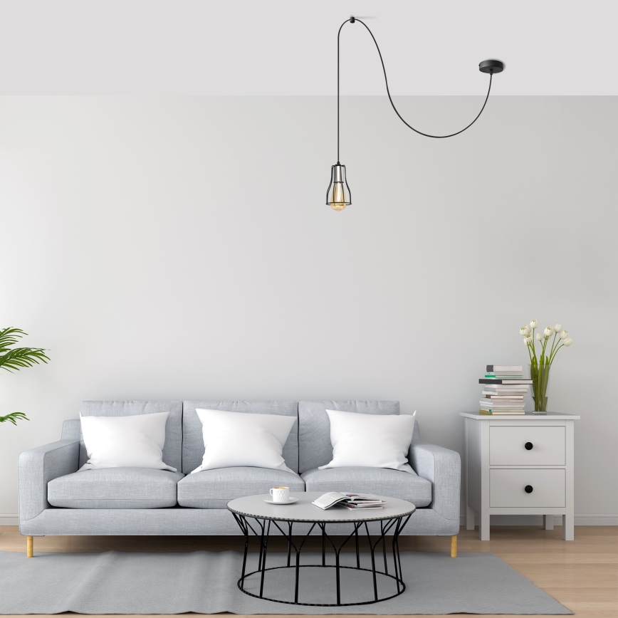 Κρεμαστό φωτιστικό οροφής TUBE LONG 1xE27/15W/230V μαύρο/γυαλιστερό χρώμιο