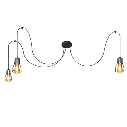 Κρεμαστό φωτιστικό οροφής TUBE LONG 3xE27/15W/230V μαύρο/γυαλιστερό χρώμιο