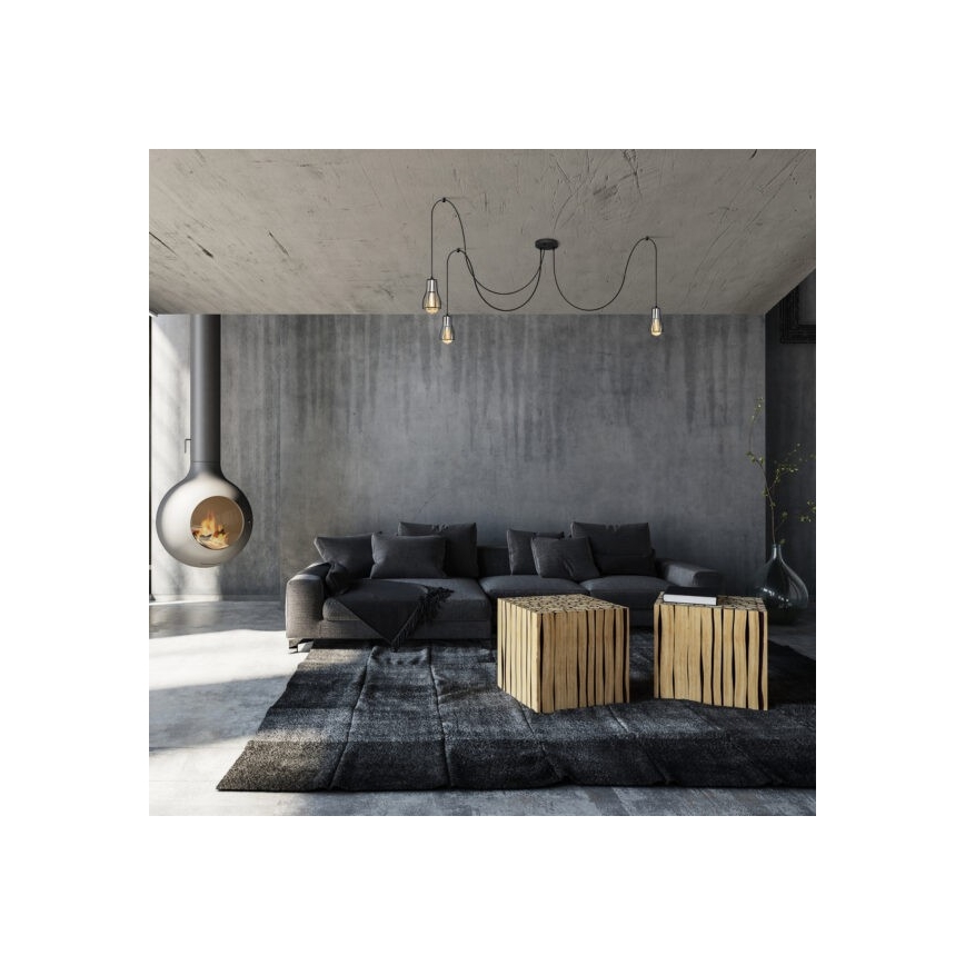 Κρεμαστό φωτιστικό οροφής TUBE LONG 5xE27/15W/230V μαύρο/γυαλιστερό χρώμιο