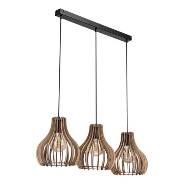 Κρεμαστό φωτιστικό οροφής TUCCI 3xE27/15W/230V δρυς/μαύρο