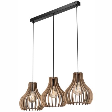 Κρεμαστό φωτιστικό οροφής TUCCI 3xE27/15W/230V δρυς/μαύρο
