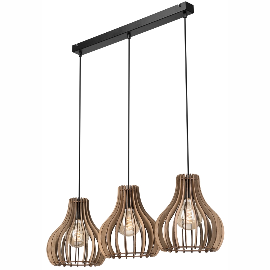 Κρεμαστό φωτιστικό οροφής TUCCI 3xE27/15W/230V δρυς/μαύρο