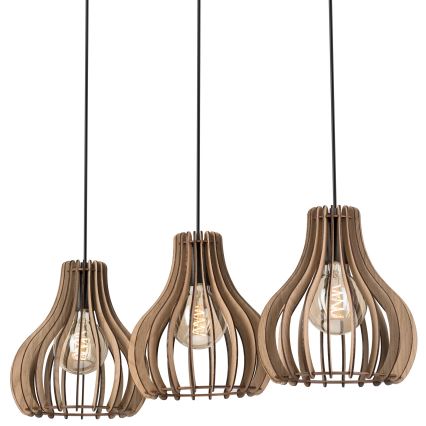 Κρεμαστό φωτιστικό οροφής TUCCI 3xE27/15W/230V δρυς/μαύρο