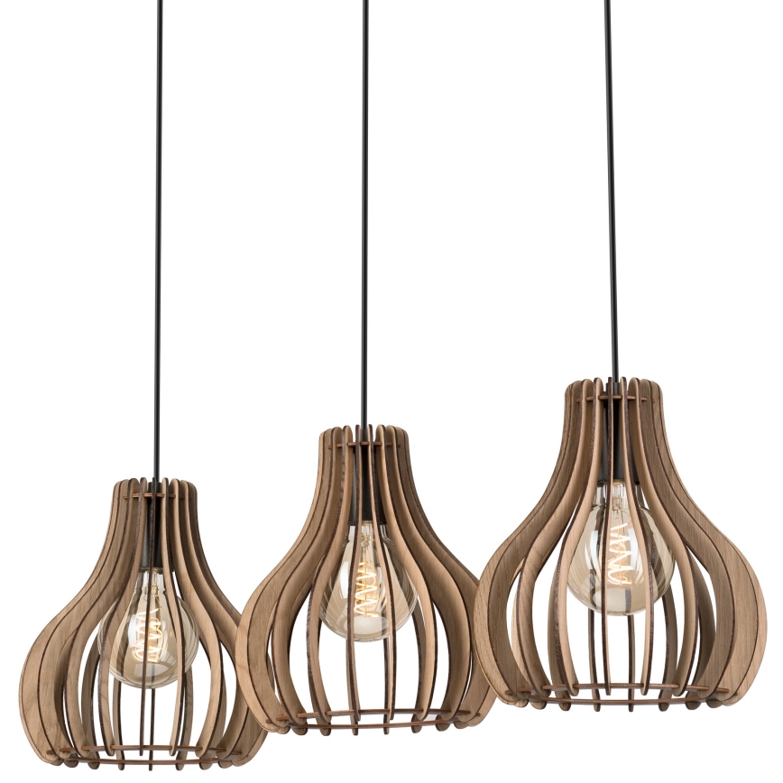 Κρεμαστό φωτιστικό οροφής TUCCI 3xE27/15W/230V δρυς/μαύρο