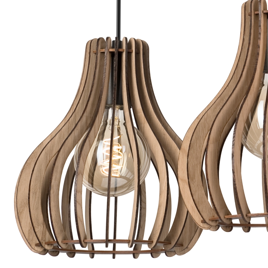 Κρεμαστό φωτιστικό οροφής TUCCI 3xE27/15W/230V δρυς/μαύρο