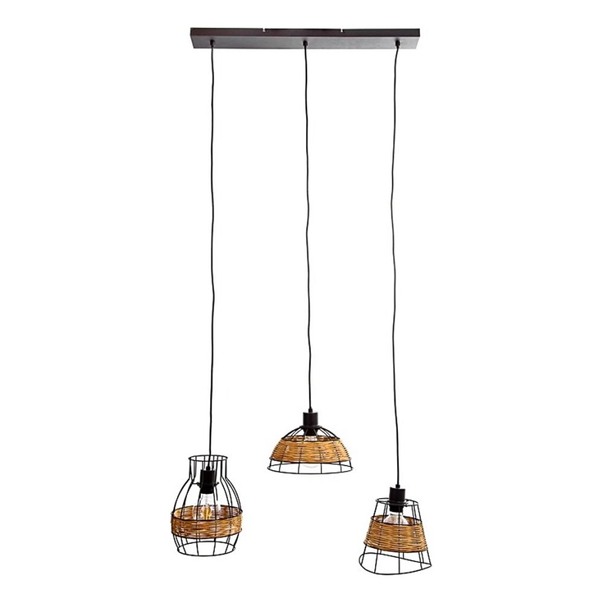 Κρεμαστό φωτιστικό οροφής TUNIS 4xE27/40W/230V μαύρο/καφέ