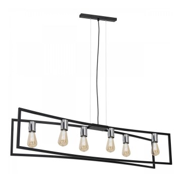 Κρεμαστό φωτιστικό οροφής TUNJA 6xE27/60W/230V μαύρο/γυαλιστερό χρώμιο