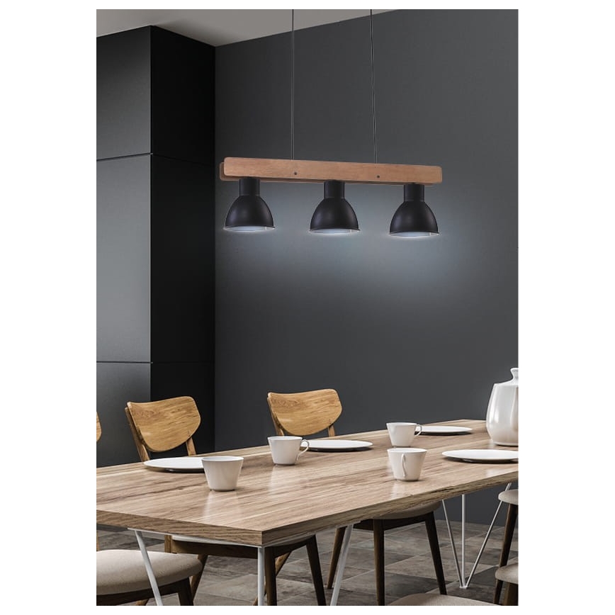 Κρεμαστό φωτιστικό οροφής VARIO 3xE27/60W/230V Σημύδα