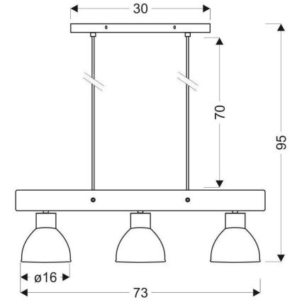 Κρεμαστό φωτιστικό οροφής VARIO 3xE27/60W/230V Σημύδα