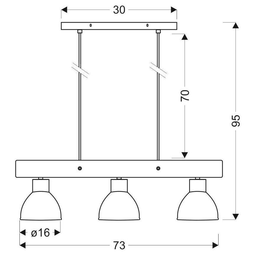 Κρεμαστό φωτιστικό οροφής VARIO 3xE27/60W/230V Σημύδα