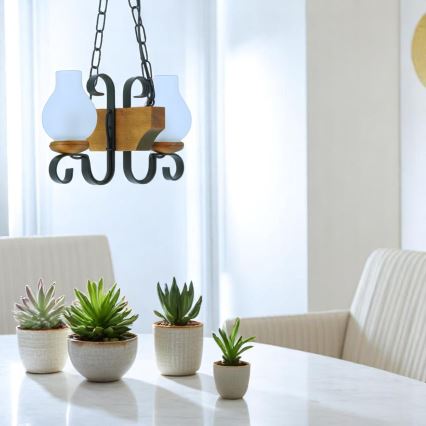 Κρεμαστό φωτιστικό οροφής VELA 2xE14/40W/230V οξιά