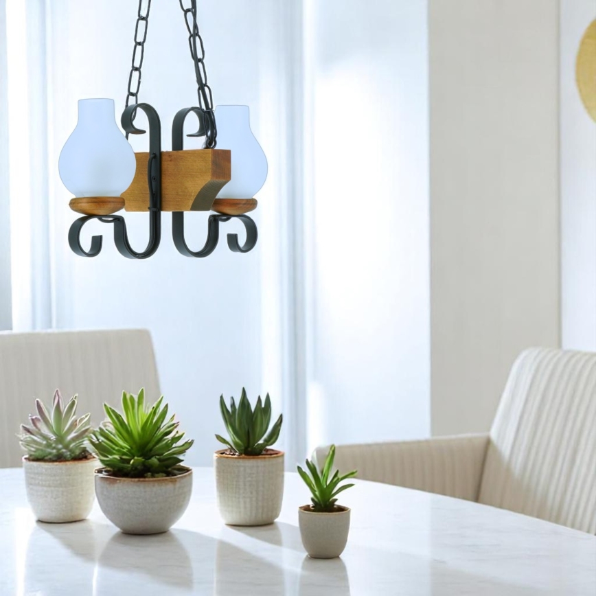 Κρεμαστό φωτιστικό οροφής VELA 2xE14/40W/230V οξιά