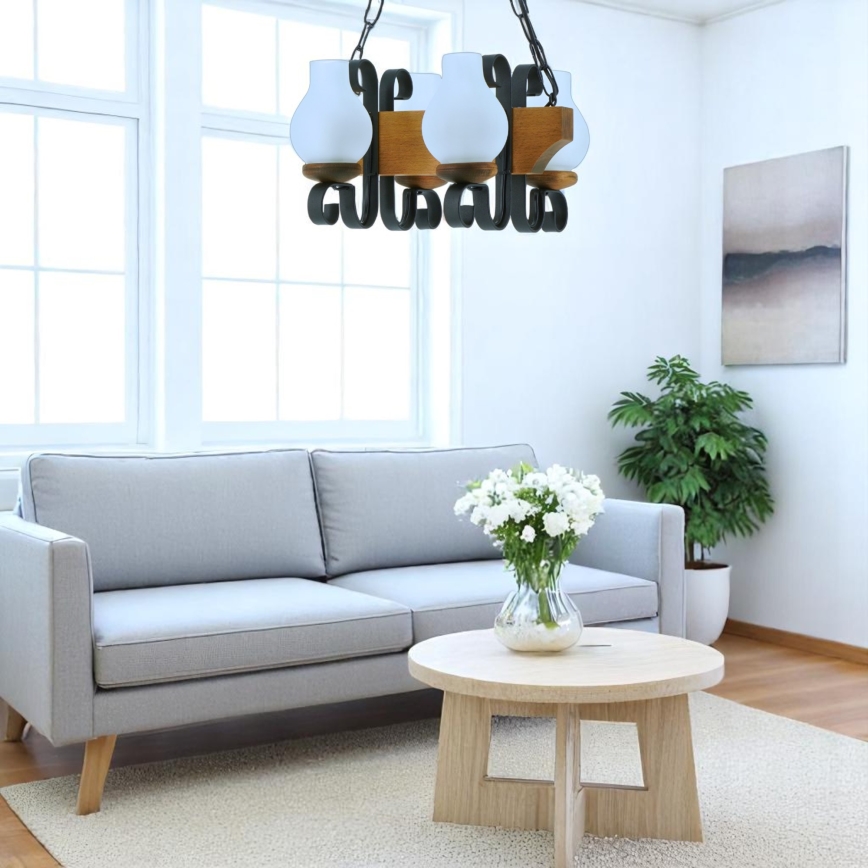 Κρεμαστό φωτιστικό οροφής VELA 4xE14/40W/230V οξιά