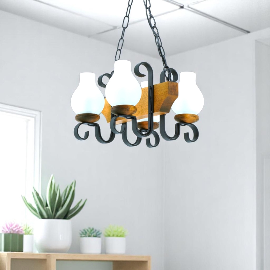 Κρεμαστό φωτιστικό οροφής VELA 4xE14/40W/230V οξιά