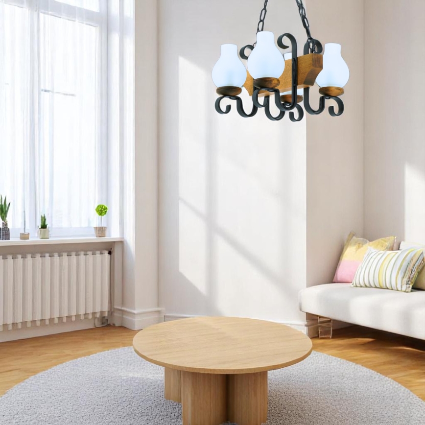 Κρεμαστό φωτιστικό οροφής VELA 4xE14/40W/230V οξιά