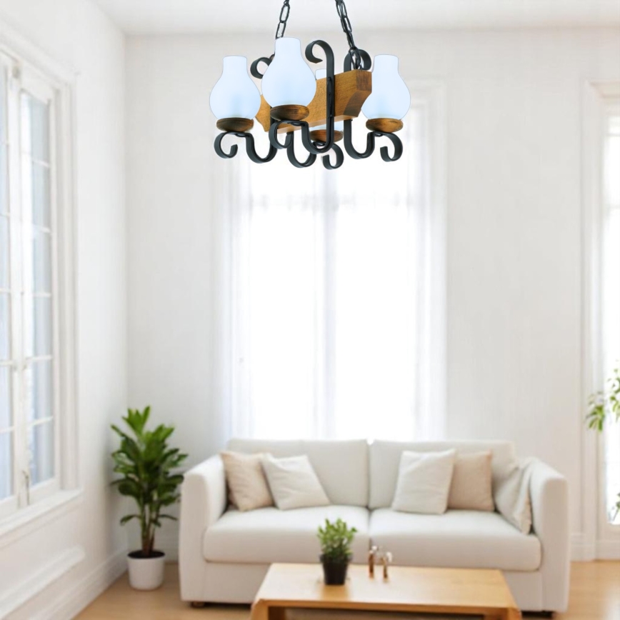 Κρεμαστό φωτιστικό οροφής VELA 4xE14/40W/230V οξιά