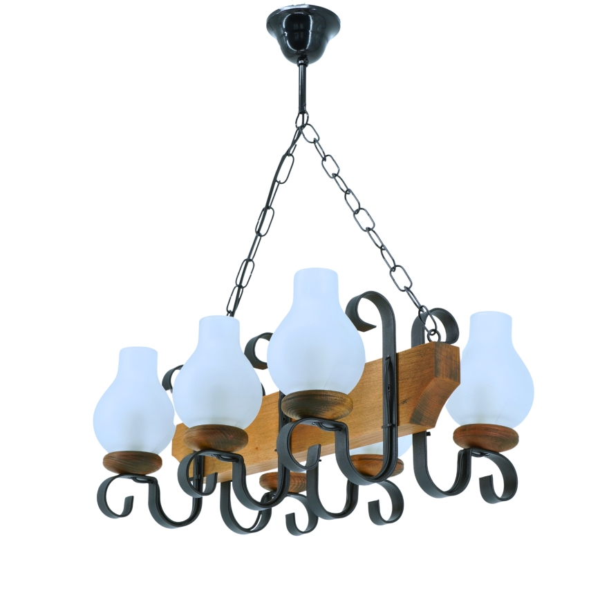 Κρεμαστό φωτιστικό οροφής VELA 6xE14/40W/230V οξιά