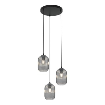 Κρεμαστό φωτιστικό οροφής VERDI 3xE27/15W/230V διάμετρος 30 cm μαύρο/γκρι