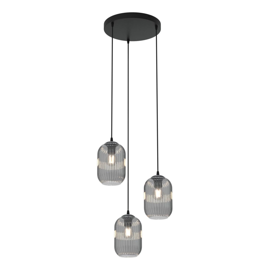 Κρεμαστό φωτιστικό οροφής VERDI 3xE27/15W/230V διάμετρος 30 cm μαύρο/γκρι