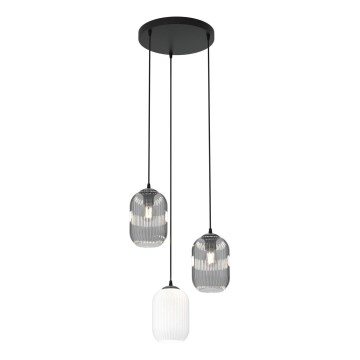 Κρεμαστό φωτιστικό οροφής VERDI 3xE27/15W/230V διάμετρος 30 cm μαύρο/γκρι/λευκό