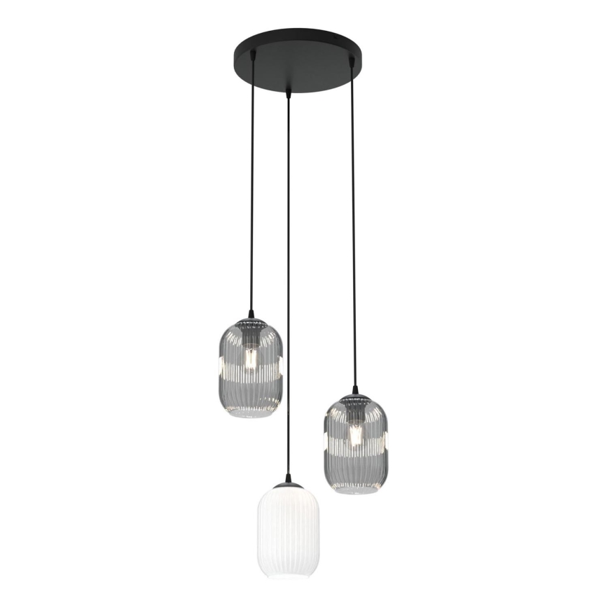 Κρεμαστό φωτιστικό οροφής VERDI 3xE27/15W/230V διάμετρος 30 cm μαύρο/γκρι/λευκό