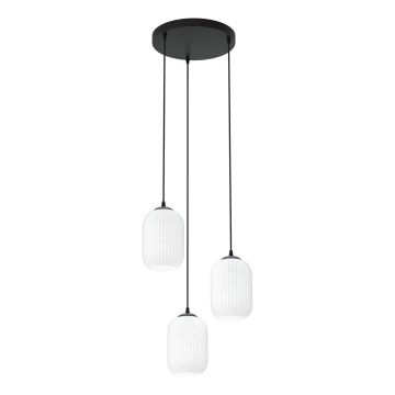 Κρεμαστό φωτιστικό οροφής VERDI 3xE27/15W/230V διάμετρος 30 cm μαύρο/λευκό