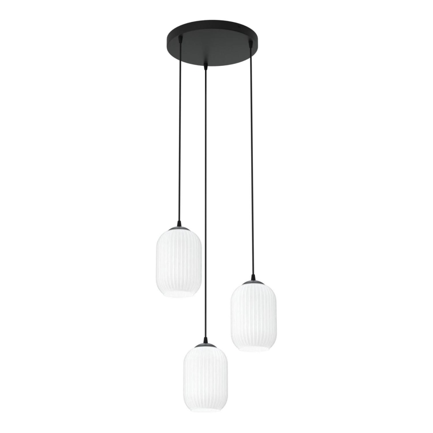 Κρεμαστό φωτιστικό οροφής VERDI 3xE27/15W/230V διάμετρος 30 cm μαύρο/λευκό