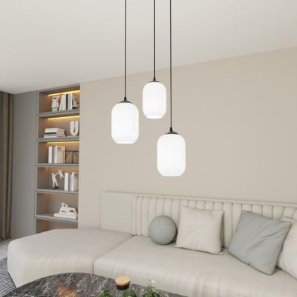 Κρεμαστό φωτιστικό οροφής VERDI 3xE27/15W/230V διάμετρος 30 cm μαύρο/λευκό