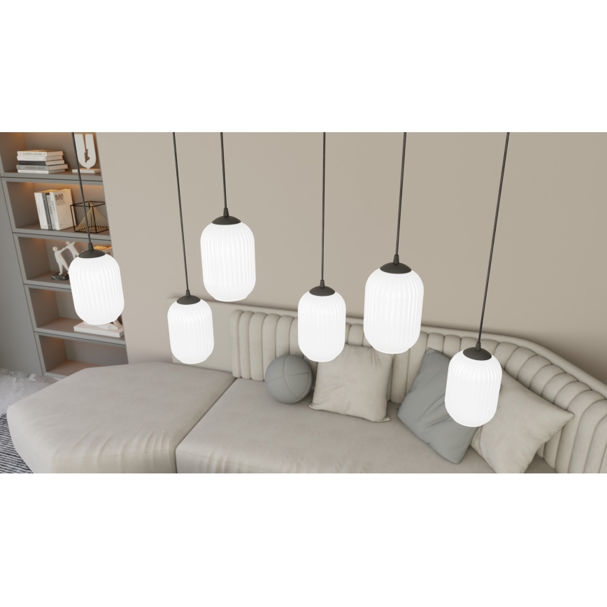 Κρεμαστό φωτιστικό οροφής VERDI 3xE27/15W/230V διάμετρος 30 cm μαύρο/λευκό
