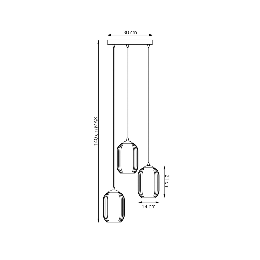 Κρεμαστό φωτιστικό οροφής VERDI 3xE27/15W/230V διάμετρος 30 cm μαύρο/λευκό