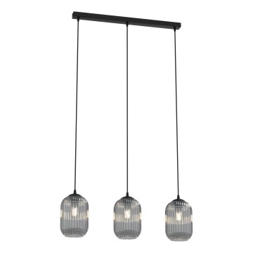 Κρεμαστό φωτιστικό οροφής VERDI 3xE27/15W/230V μαύρο/γκρι