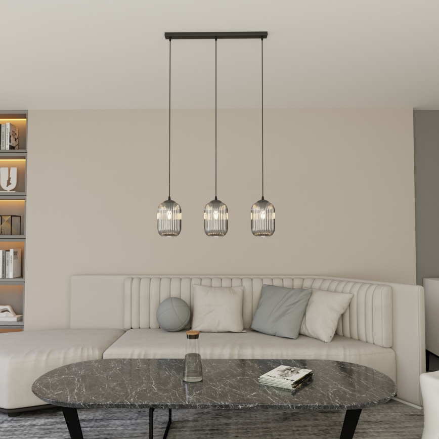 Κρεμαστό φωτιστικό οροφής VERDI 3xE27/15W/230V μαύρο/γκρι