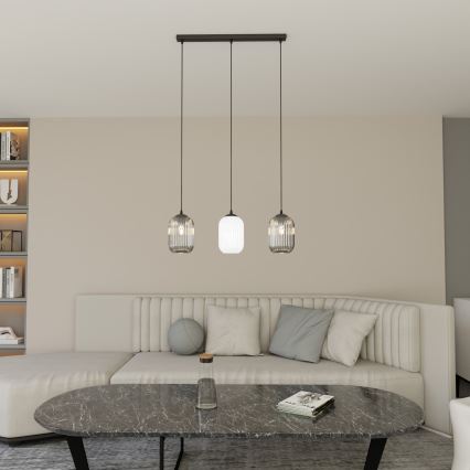Κρεμαστό φωτιστικό οροφής VERDI 3xE27/15W/230V μαύρο/γκρι/λευκό