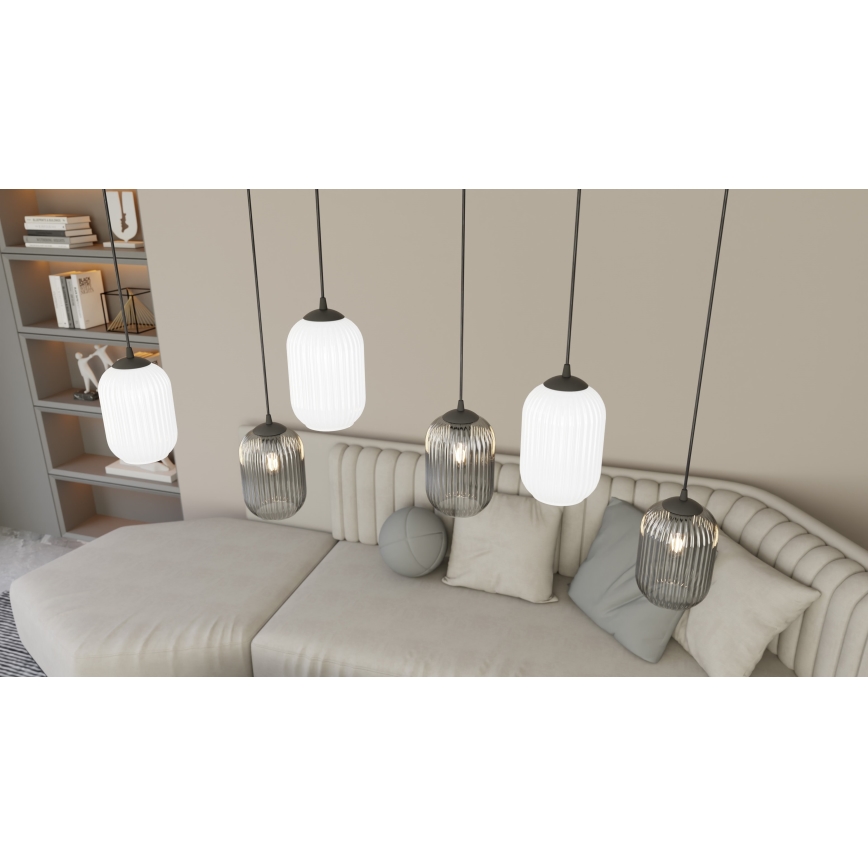 Κρεμαστό φωτιστικό οροφής VERDI 3xE27/15W/230V μαύρο/γκρι/λευκό