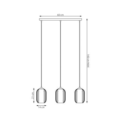 Κρεμαστό φωτιστικό οροφής VERDI 3xE27/15W/230V μαύρο/γκρι/λευκό